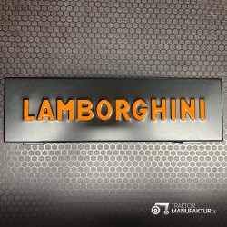 Lambo-Box Nera – Lamiera d'Acciaio con Rilievo "LAMBORGHINI" – Resistente & funzionale