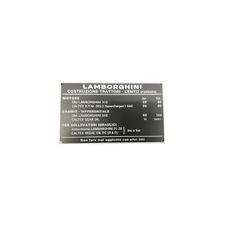 Targa in alluminio Lamborghini Serie DL – Incisione laser originale