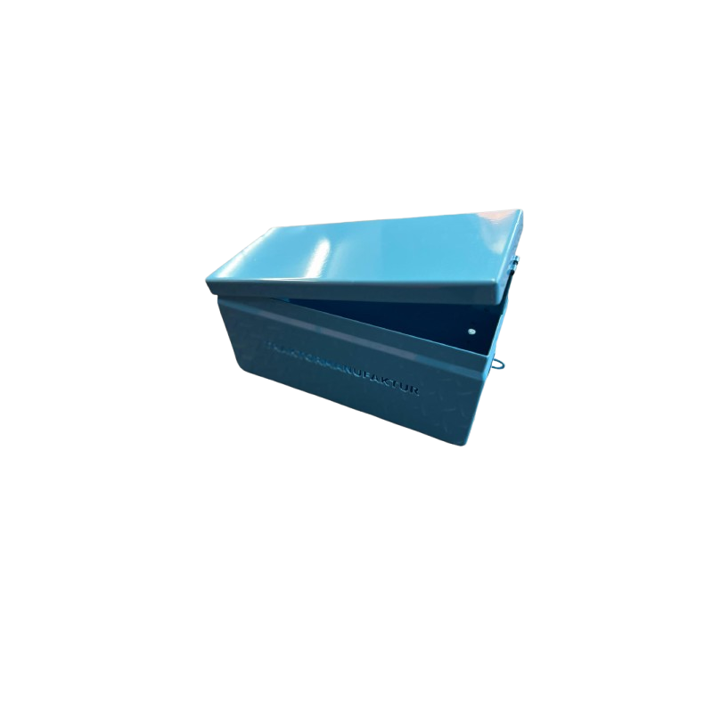 Blue Powder-Coated Traktormanufaktur Toolbox with Laser Engraving | Exclusive at Traktormanufaktur